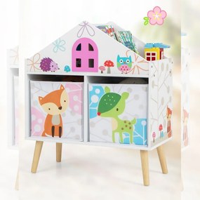 Knižnica v tvare domu s 2 úložnými boxmi