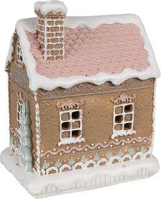Hnedá svietiaca perníková chalúpka Gingerbread House - 13 * 10 * 16 cm / 3 * AAA