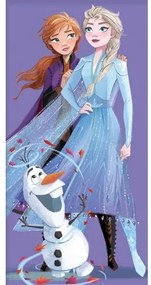 Carbotex Detská osuška Ľadové Kráľovstvo Elsa Anna a Olaf, 70 x 140 cm