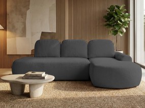 Rohová sedačka s funkciou spania Cloud pravá s úložným priestorom na posteľnú bielizeň, tmavosivá