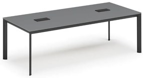 Rokovací stôl PRIMO INVITATION, 240x120 cm, grafit + 2x stolná zásuvka TYP VI, čierna