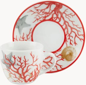 Porcelánové šálky na kávu's podšálkami Coral, 6 ks