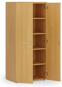 Kancelárska policová skriňa PRIMO WOOD s dverami, 800 x 500 x 1781 mm, buk