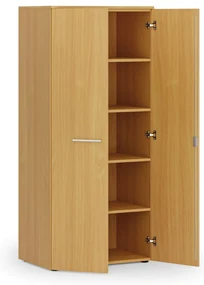 Kancelárska policová skriňa PRIMO WOOD s dverami, 800 x 500 x 1781 mm, buk
