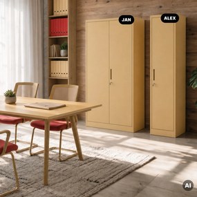 Kovová kancelárska skriňa na dokumenty, vysoká, béžová, 450x1850x400 mm: ALEX Fresh Style