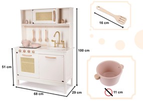 KIK Detská drevená retro kuchynka z MDF s doplnkami BOHO
