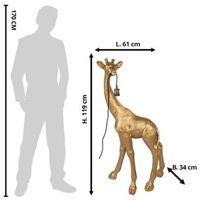 Zlatá dekoračná stojacia lampa ŽIRAFA