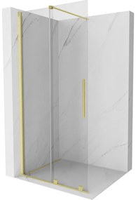 Mexen Velar posúvacie sprchové dvere Walk-in 100 cm, Priehľadné, zlaté kefované - 871-100-000-03-55