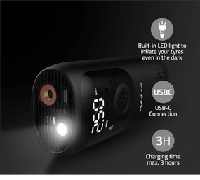 Nedis PAAC10BK - Digitálny vreckový kompresor 4000 mAh 5V