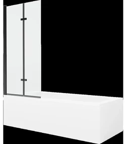 Mexen Vega obdĺžniková vaňa 180 x 80 cm s obkladom a 2-krídlovou zástenou 80 cm, Transparentné, Čierna - 550118080X9208027000