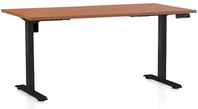 Výškovo nastaviteľný stôl OfficeTech B, 160 x 80 cm, čierna podnož, čerešňa