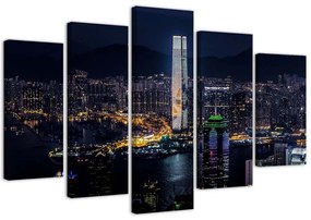 Obraz na plátně pětidílný Mrakodrapy Skyline City - 150x100 cm