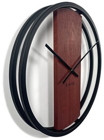 Dekorstudio Kovové hodiny s dubovým drevom LOFT OVAL mahagónové
