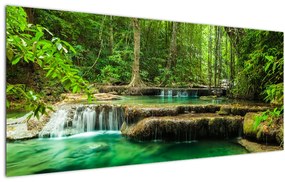 Obraz - Vodopád Erawan v Kanchanaburi, Thajsko (120x50 cm)