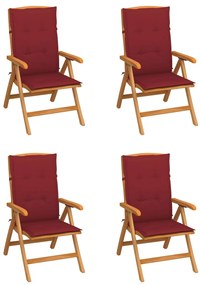 Sklápacie záhradné stoličky s podložkami 4 ks tíkový masív