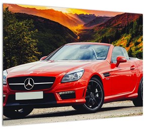 Sklenený obraz - červený Mercedes (70x50 cm)