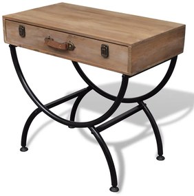 vidaXL Príručný stolík so zásuvkou, drevený masív