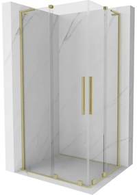 Mexen Velar L Duo, sprchový kút s posuvnými dverami 90 x 80 cm, 8mm číre sklo, zlatá matná, 871-090-080-02-03-55