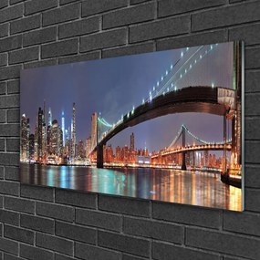 Obraz na skle Mesto most architektúra 120x60 cm