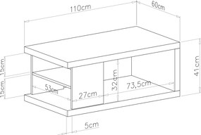 Kávový stolík LANA Elegantný orech - konferenčný stolík s policou