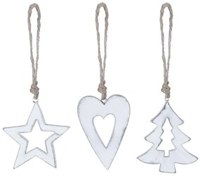 Súprava 3 bielych vianočných ozdôb Ego Dekor