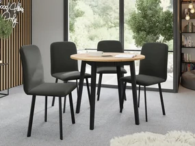 Jedálensky set Kirtore S 90 so 4 stoličkami Lekoz, Farby:: Amor Velvet 4318, Farby:: sivý mramor / čierna