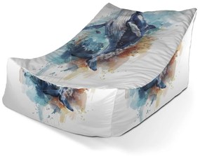 Sablio Sedací vak Lounge Akvarelová veľryba - 80 x 95 x 50 cm