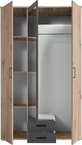Šatníková skriňa Chicago, 120 cm, dub artisan/antracit