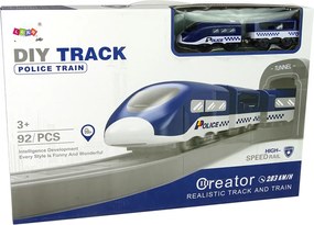 LEAN Toys Súprava mestský policajný vlak modrý 203 km/h