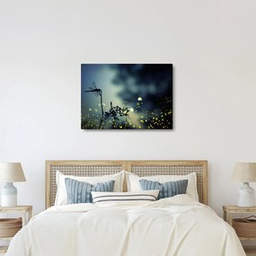 Obraz - Vážka za trblietavej noci (70x50 cm)