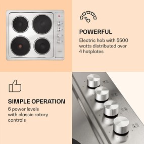 Appetito 4, elektrická varná doska, 5500 W, 4 platne, 6 stupňov výkonu, nehrdzavejúca oceľ