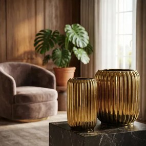 Sada 2 ks keramických květináčů NEVA GOLD XV zlatá