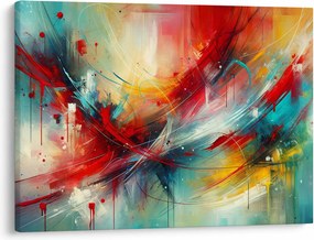 Obraz – Abstrakcia s červenou (70x50 cm)