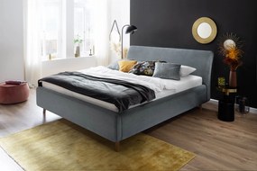 Čalúnená posteľ lemina s úložným priestorom 160 x 200 cm modrá MUZZA