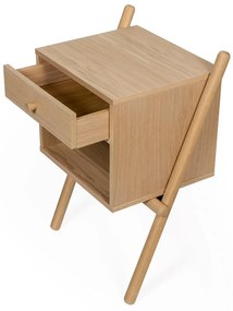 Nočný stolík v dekore duba v prírodnej farbe Wiru – Woodman