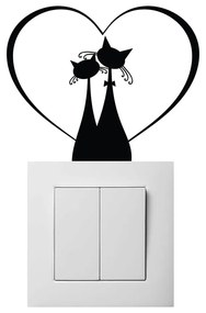 Čierna samolepka na vypínač Ambiance Cat Couple