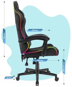 Detské herné kreslo HC - 1004 čiernej farby s LED osvetlením