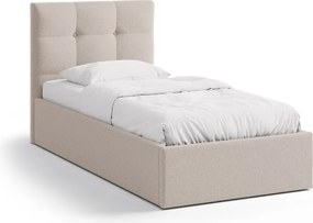 Svetlohnedá čalúnená jednolôžková posteľ s úložným priestorom s roštom 90x200 cm Phaedra – Micadoni
