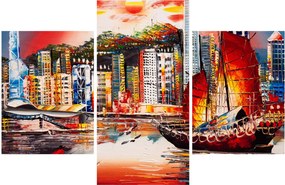 Obrázok - Victoria Harbor, Hong Kong, olejomaľba (90x60 cm)