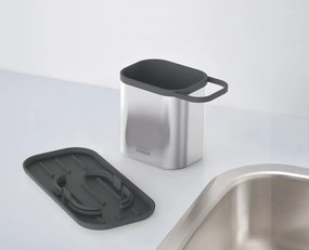 Kovový stojan na umývacie prostriedky v lesklej striebornej farbe Duo Steel – Joseph Joseph