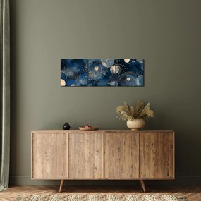 Obraz - Modro-zlaté krúžky (s hodinami) (90x30 cm)