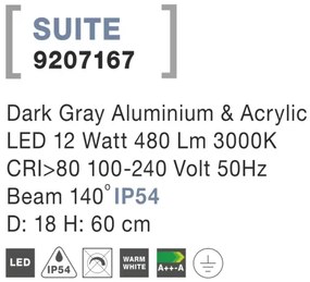 Vonkajšie LED lampa Suite 18 tmavo sivé