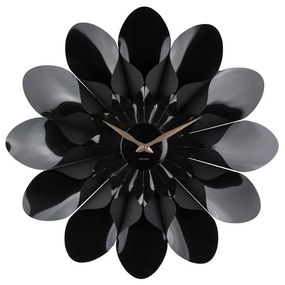 Čierne nástenné hodiny Karlsson Flower, ø 60 cm