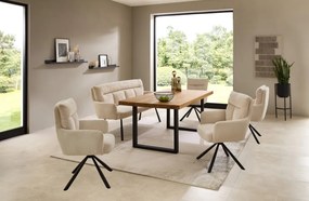 Otočná jedálenská stolička Sofia, svetlo béžová štruktúrovaná látka