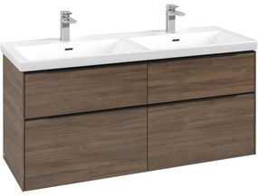 VILLEROY &amp; BOCH Subway 3.0 závesná skrinka pod dvojumývadlo, 4 zásuvky, 1272 x 478 x 429 mm, Arizona Oak, C56801VH