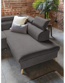 Tmavosivá zamatová rozkladacia rohová pohovka do "U" (pravý roh) Sweet Harmony – Miuform