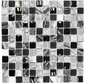Sklenená mozaika s prírodným kameňom XCM HQ24 MIX VIACFAREBNÁ 30x30 cm