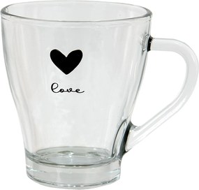 Sklenený hrnček Love - 11*8*10 cm / 200 ml