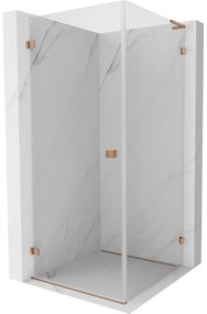 Mexen Lunar-B L sklápací sprchový kút ľavý 90 x 90 cm, číre sklo, medená matná, 832L-090-090-65-00-L