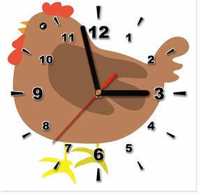Gario Obraz s hodinami Hnedá sliepočka Rozmery: 30 x 30 cm